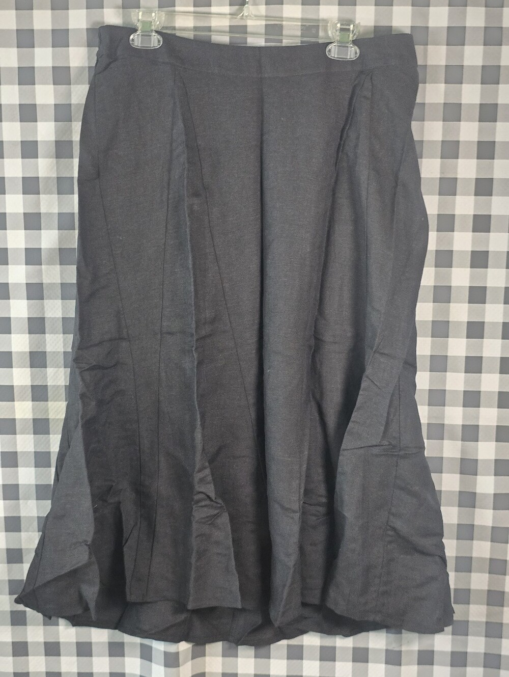 Catherines Women’s 0X 14/16W Black Linen Blend Midi Skirt Flared Panel Plus Size